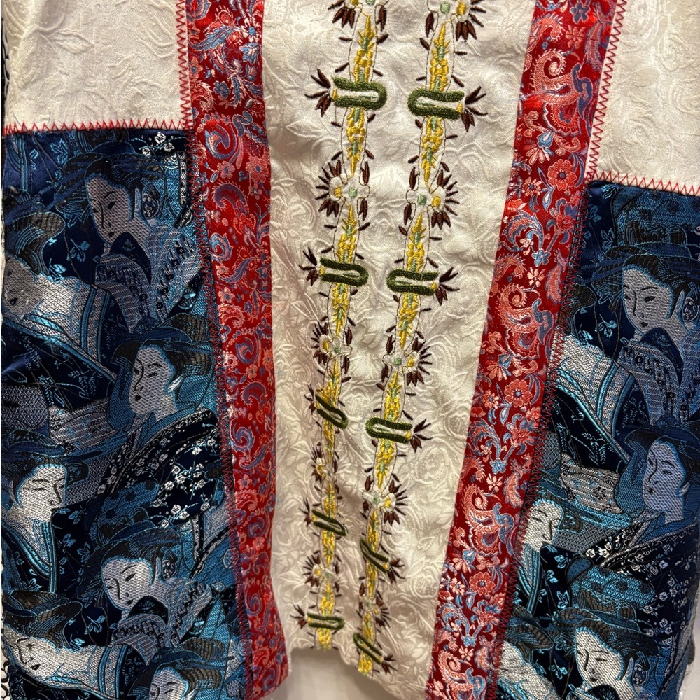 Unique Patchwork Floral & Geometric Trench Coat I… - image 8